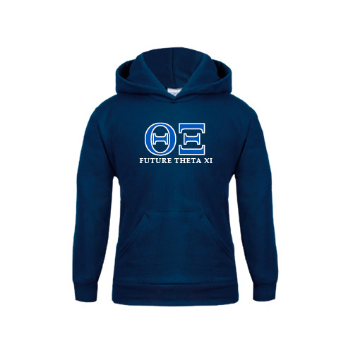 Youth Navy Fleece Hoodie-Greek Letters - Future Theta Xi