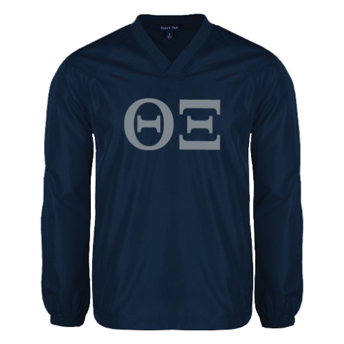 Navy V Neck Raglan Windshirt-Greek Letters - One Color