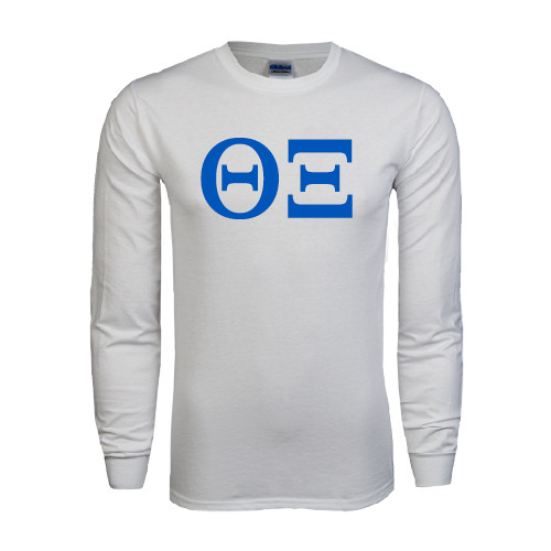 White Long Sleeve T Shirt-Greek Letters - One Color