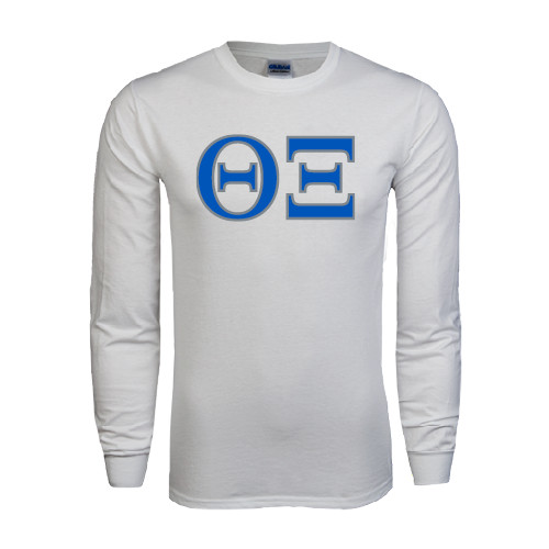 White Long Sleeve T Shirt-Greek Letters - One Color