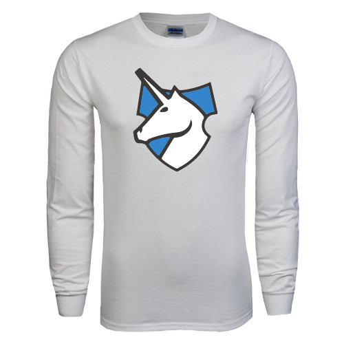 White Long Sleeve T Shirt-Unicorn