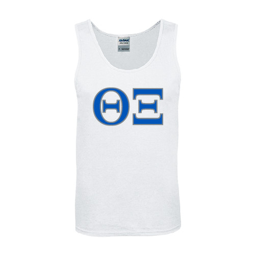White Tank Top-Greek Letters - One Color