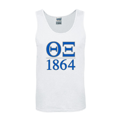 White Tank Top-Greek Letters 1864 Stacked