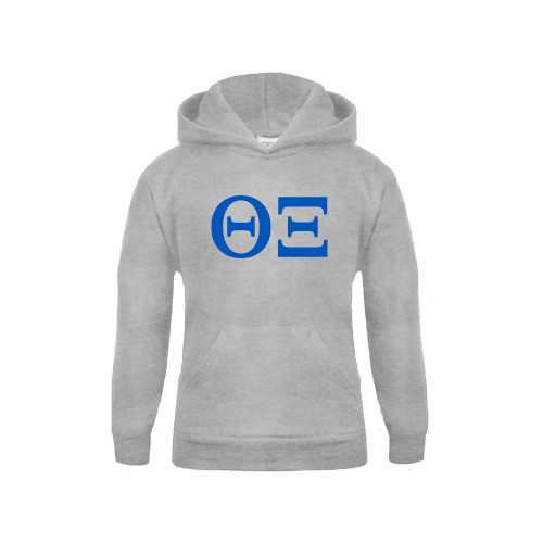 Youth Grey Fleece Hood-Greek Letters - One Color
