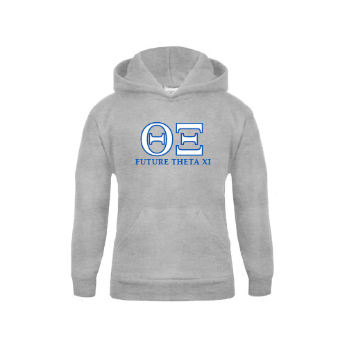 Youth Grey Fleece Hood-Greek Letters - Future Theta Xi