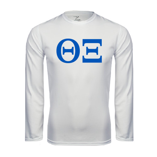 White Performance Long Sleeve Shirt-Greek Letters - One Color
