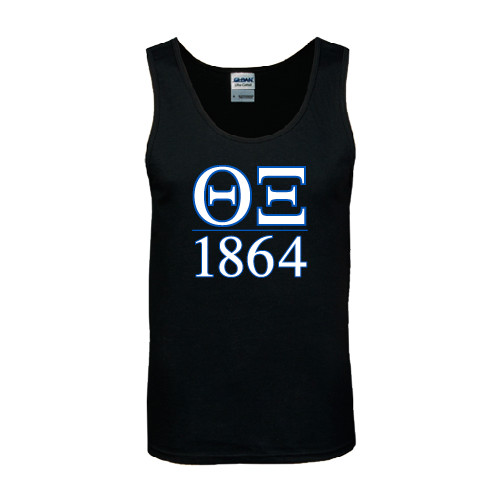 Black Tank Top-Greek Letters 1864 Stacked