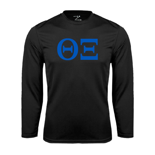 Black Performance Long Sleeve Shirt-Greek Letters - One Color