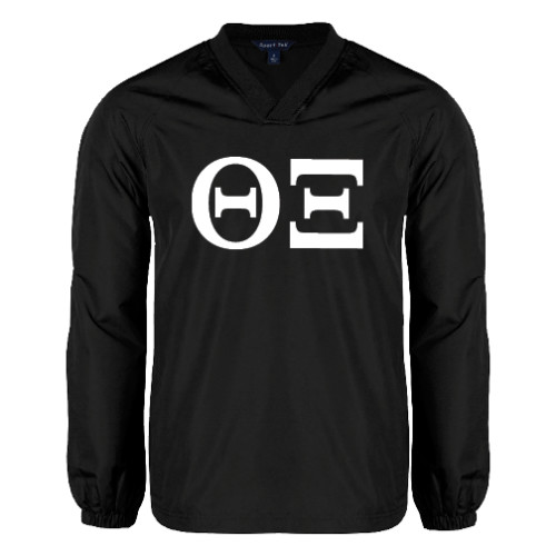 Black V Neck Raglan Windshirt-Greek Letters - One Color