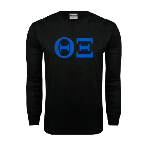 Black Long Sleeve T Shirt-Greek Letters - One Color
