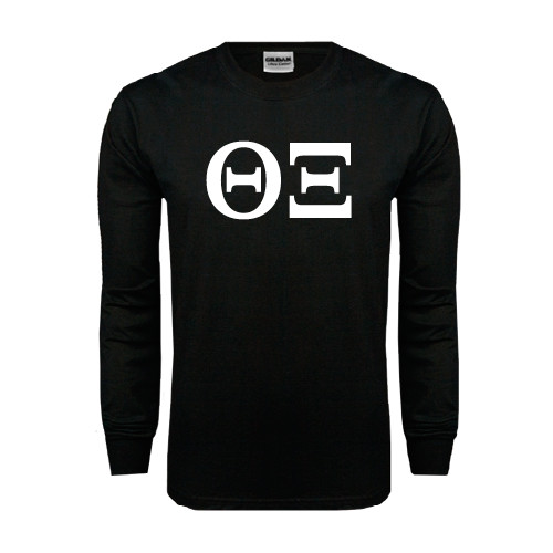Black Long Sleeve T Shirt-Greek Letters - One Color