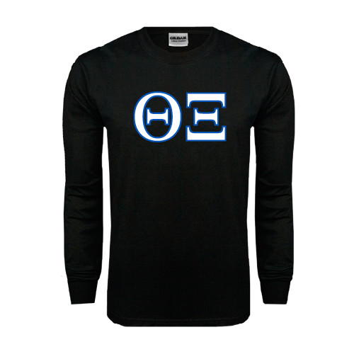 Black Long Sleeve T Shirt-Greek Letters - One Color