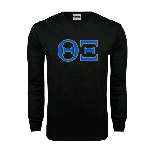 Black Long Sleeve T Shirt-Greek Letters - One Color