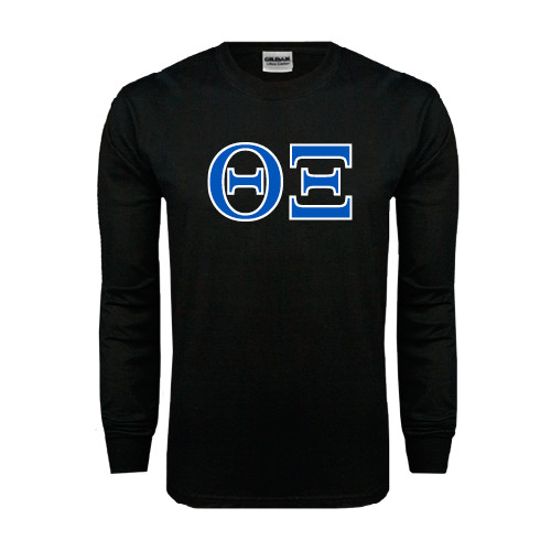 Black Long Sleeve T Shirt-Greek Letters - One Color