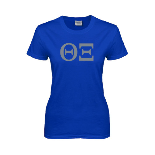Womens Royal Short Sleeve Tee-Greek Letters - One Color