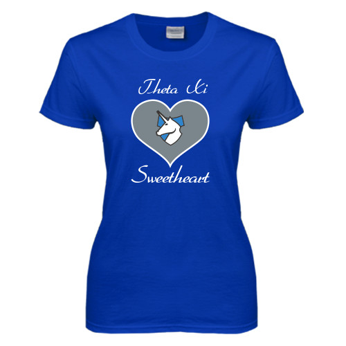 Womens Royal Short Sleeve Tee-Sweetheart Heart