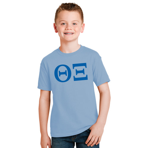 Youth Light Blue T Shirt-Greek Letters - One Color