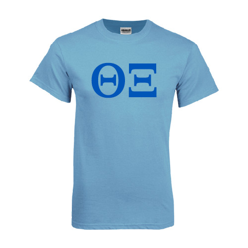 Light Blue T Shirt-Greek Letters - One Color