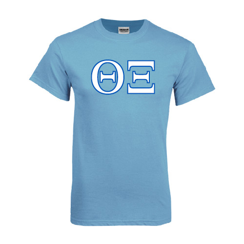 Light Blue T Shirt-Greek Letters - One Color