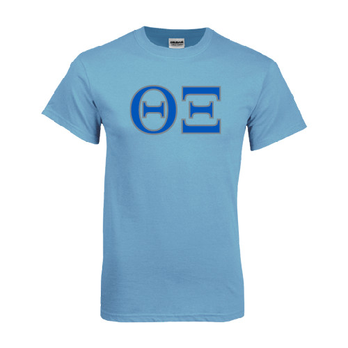 Light Blue T Shirt-Greek Letters - One Color