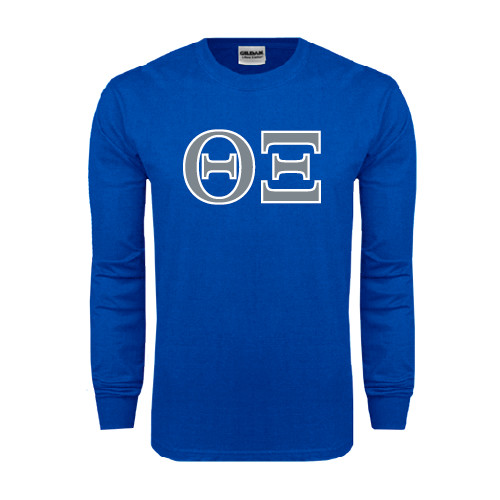 Royal Long Sleeve T Shirt-Greek Letters - One Color