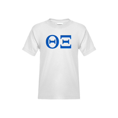 Youth White T Shirt-Greek Letters - One Color