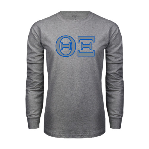 Grey Long Sleeve T Shirt-Greek Letters - One Color