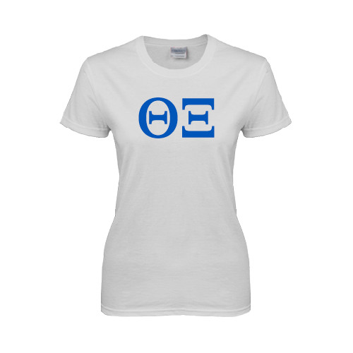 Womens White Short Sleeve Tee-Greek Letters - One Color