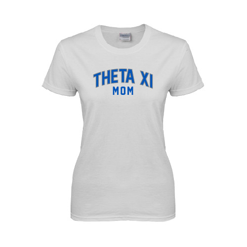 Womens White Short Sleeve Tee-Arched Mom