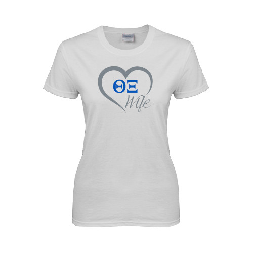 Womens White Short Sleeve Tee-Wife Heart