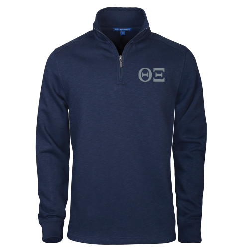 Navy Slub Fleece 1/4 Zip Pullover-Greek Letters - One Color