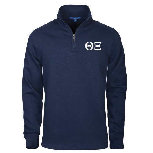 Navy Slub Fleece 1/4 Zip Pullover-Greek Letters - One Color