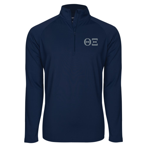 Sport Tek Navy Sport Wick Stretch 1/2 Zip Pullover-Greek Letters - One Color