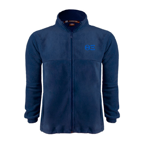 Navy Fleece Full Zip  Jacket-Greek Letters - One Color
