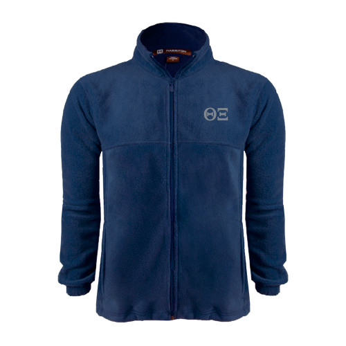 Navy Fleece Full Zip  Jacket-Greek Letters - One Color