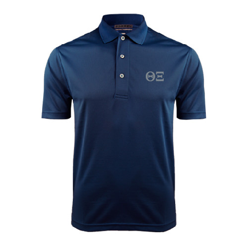 Navy Dry Mesh Polo-Greek Letters - One Color