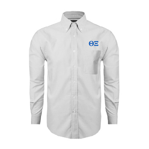 White Oxford Long Sleeve Shirt-Greek Letters - One Color