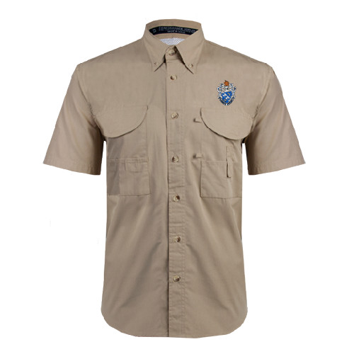 Khaki Fishing Shirt Performance Short Sleeve-Crest