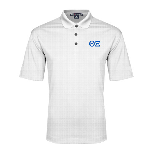 White Performance Fine Jacquard Polo-Greek Letters - One Color