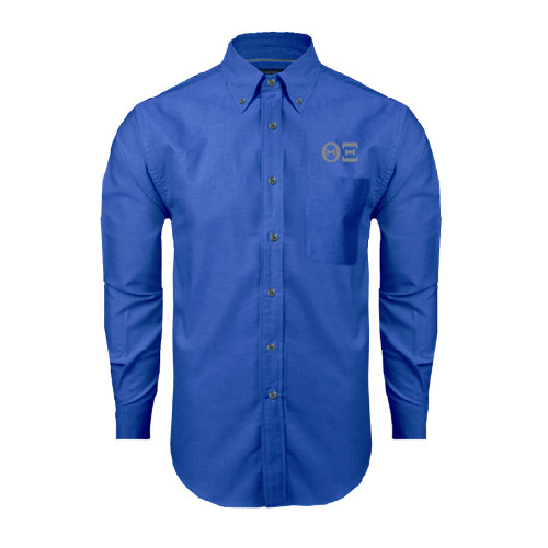 Royal Oxford Long Sleeve Shirt-Greek Letters - One Color