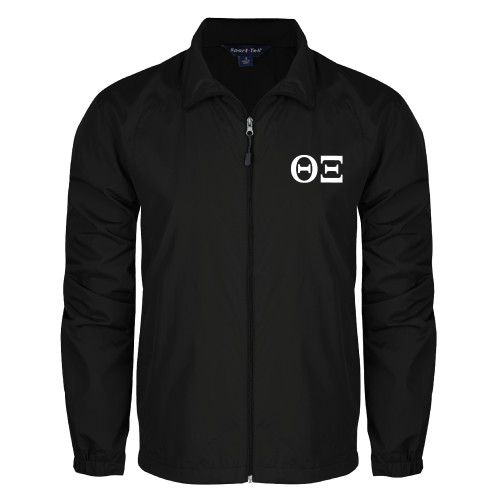 Black Full Zip Wind Jacket-Greek Letters - One Color