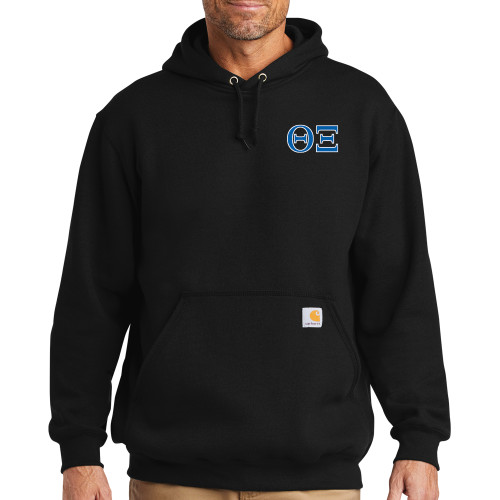 Carhartt Black Midweight Hoodie-Greek Letters - Two Color