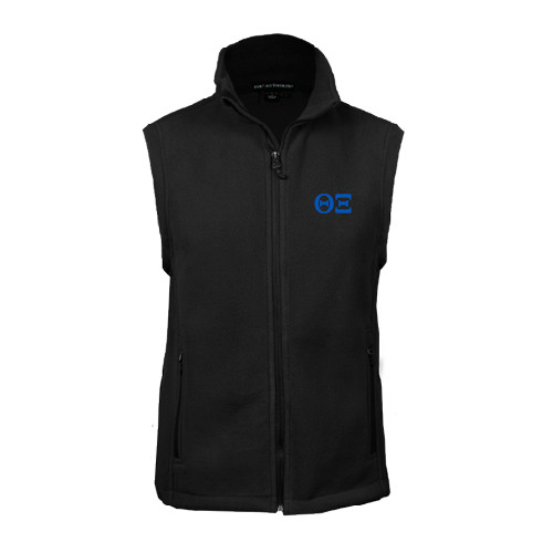 Black Fleece Full Zip Vest-Greek Letters - One Color
