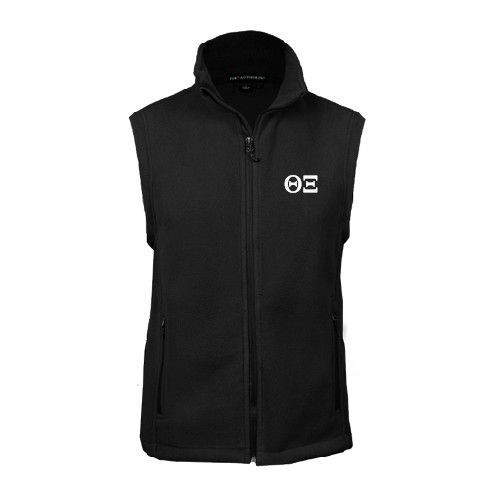Black Fleece Full Zip Vest-Greek Letters - One Color