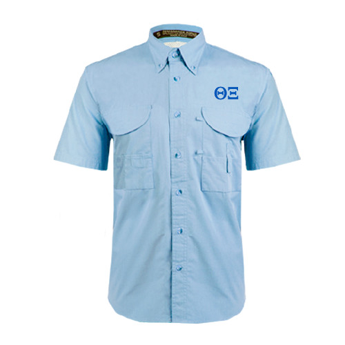 Light Blue Fishing Shirt Performance Short Sleeve -Greek Letters - One Color