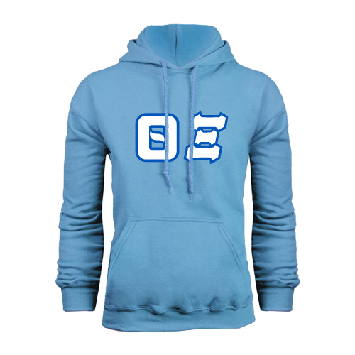 Light Blue Fleece Hoodie-Greek Letters Tackle Twill