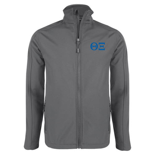 Charcoal Softshell Jacket-Greek Letters - One Color