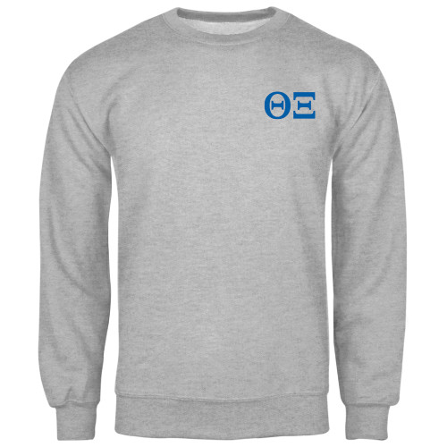 Grey Fleece Crew-Greek Letters - One Color