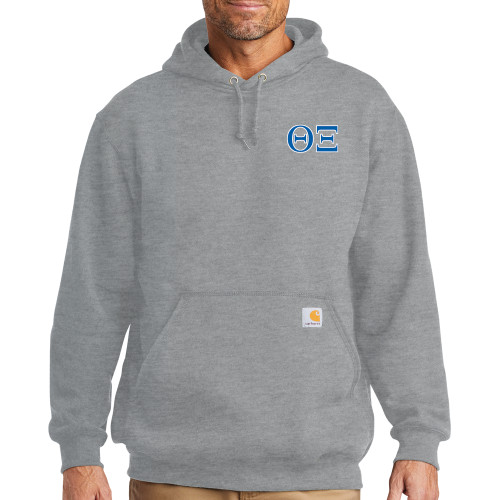Carhartt Heather Grey Midweight Hoodie-Greek Letters - Two Color