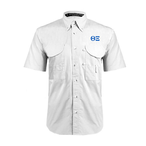 White Fishing Shirt Performance Short Sleeve-Greek Letters - One Color